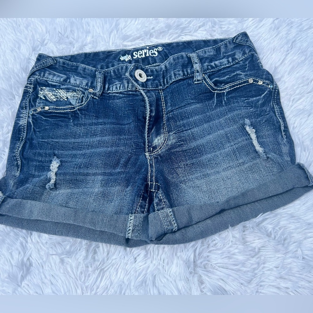 Short & Sexy Series Women's Distressed Denim Stretch Shorts Sophia Style Cut-off